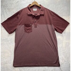 Linksoul Men's Polo Shirt Tempus Fugit Athleisure Burgundy Casual Pencil Striped